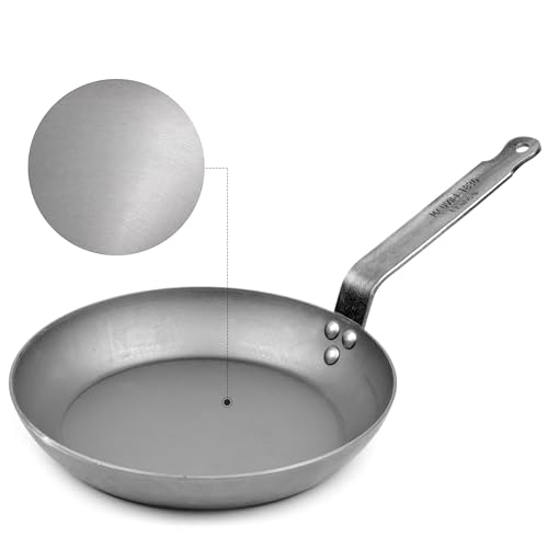M'STEEL Black Carbon Steel Round Frying Pan, 11 Inch