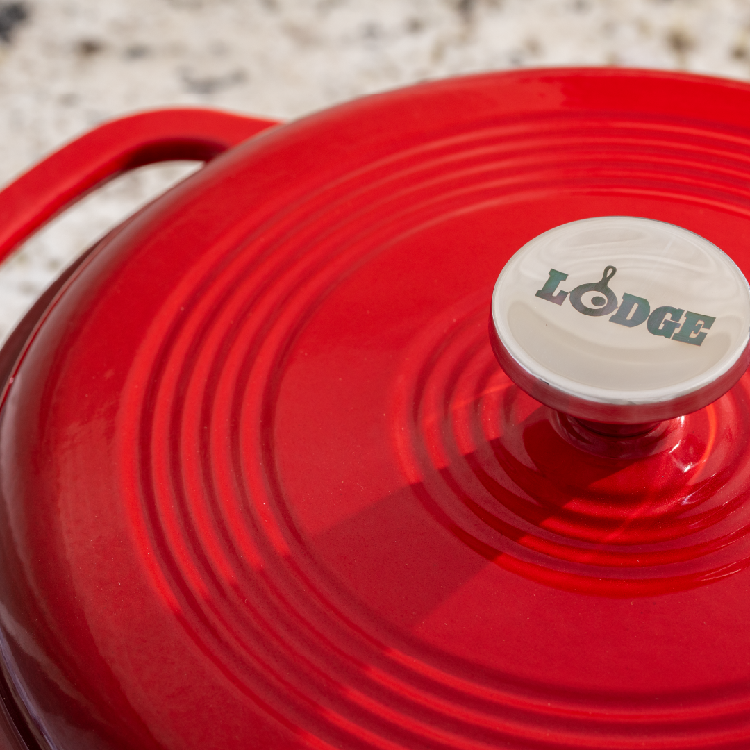 Essential Enamel Cast Iron Dutch Oven, 6 Quart, Red view 3