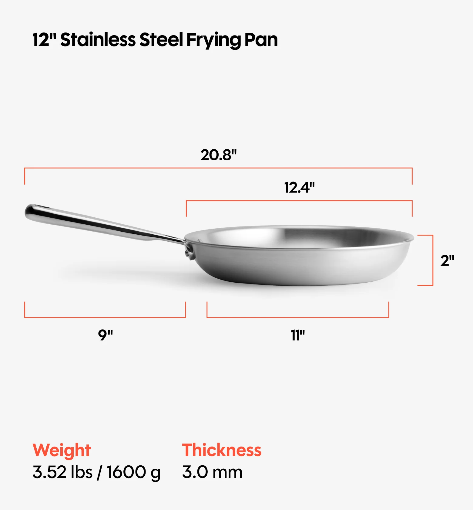 12-Inch Stainless Steel Frying Pan view 2